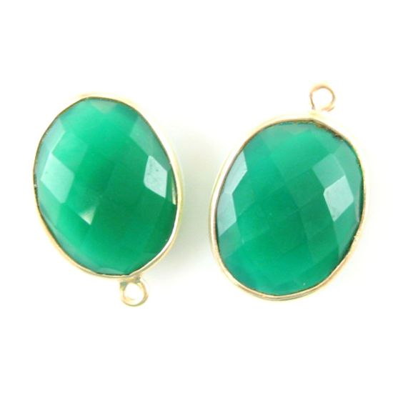 Wholesale Gold plated Sterling Silver Oval Bezel Green Onyx  Gemstone Pendant, Wholesale Gemstone Pendants for Jewelry Making