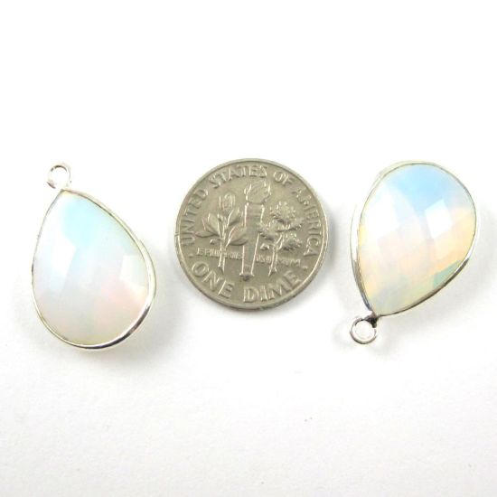 Wholesale Sterling Silver Teardrop Bezel Opalite Quartz Gemstone Pendant, Wholesale Gemstone Pendants for Jewelry Making