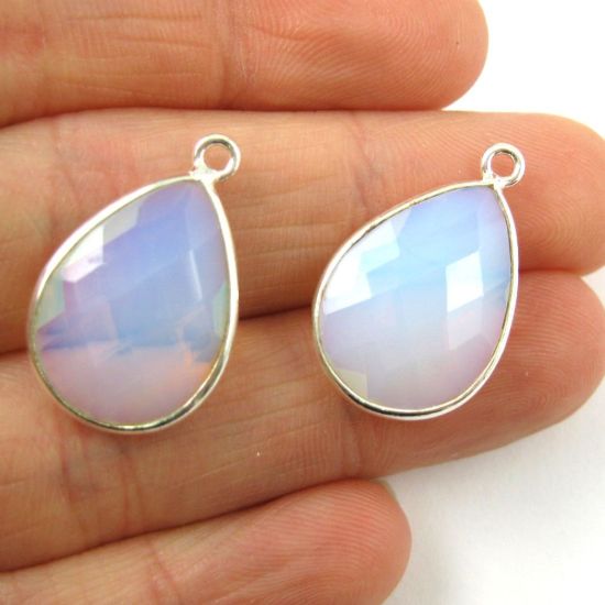 Wholesale Sterling Silver Teardrop Bezel Opalite Quartz Gemstone Pendant, Wholesale Gemstone Pendants for Jewelry Making