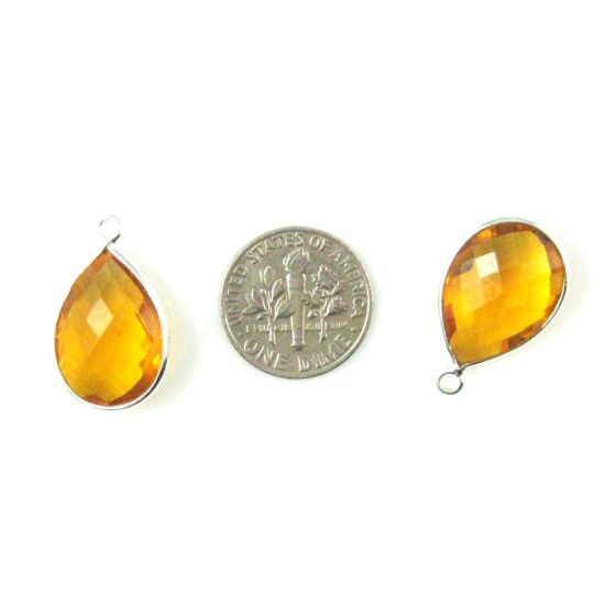 Wholesale Sterling Silver Teardrop Bezel Citrine Quartz Gemstone Pendant, Wholesale Gemstone Pendants for Jewelry Making