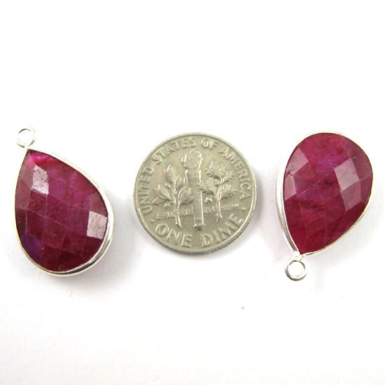 Wholesale Sterling Silver Teardrop Bezel Ruby Dyed Gemstone Pendant, Wholesale Gemstone Pendants for Jewelry Making