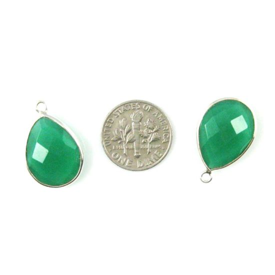 Wholesale Sterling Silver Teardrop Bezel Green Onyx Gemstone Pendant, Wholesale Gemstone Pendants for Jewelry Making