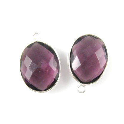 Wholesale Sterling Silver Oval Bezel Amethyst Quartz Gemstone Pendant, Wholesale Gemstone Pendants for Jewelry Making