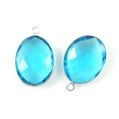 Wholesale Sterling Silver Oval Bezel Blue Topaz Quartz Gemstone Pendant, Wholesale Gemstone Pendants for Jewelry Making