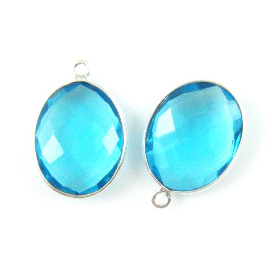 Wholesale Sterling Silver Oval Bezel Blue Topaz Quartz Gemstone Pendant, Wholesale Gemstone Pendants for Jewelry Making