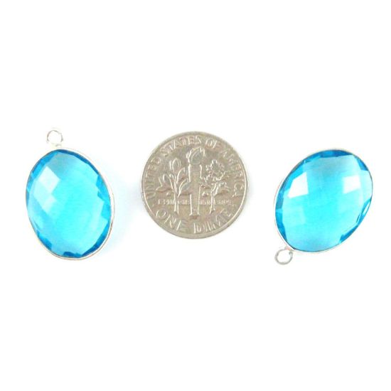 Wholesale Sterling Silver Oval Bezel Blue Topaz Quartz Gemstone Pendant, Wholesale Gemstone Pendants for Jewelry Making
