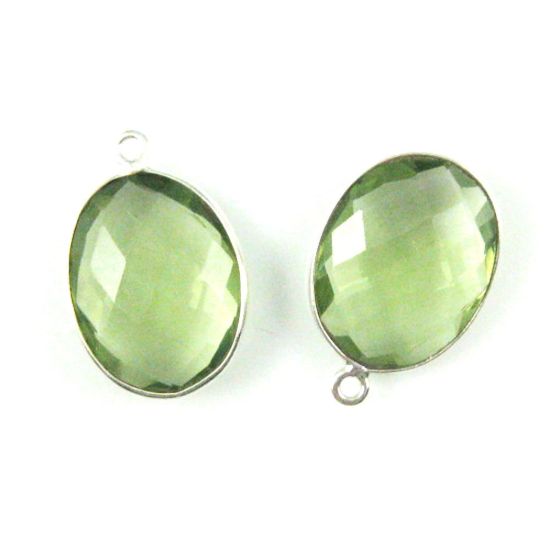 Wholesale Sterling Silver Oval Bezel Green Amethyst Quartz Gemstone Pendant, Wholesale Gemstone Pendants for Jewelry Making