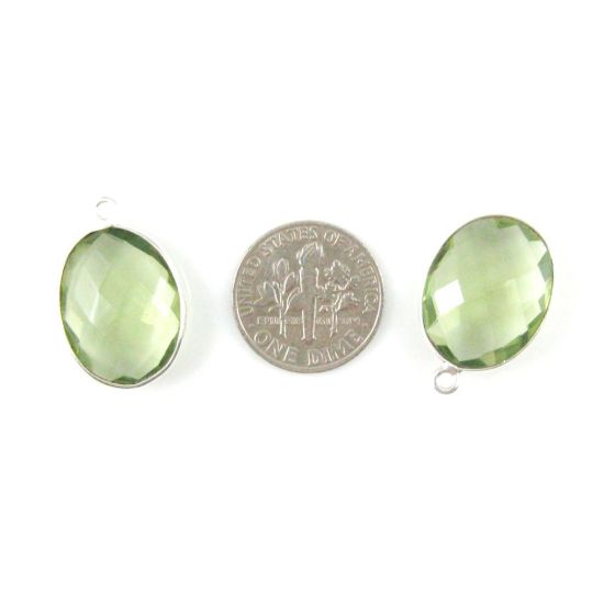 Wholesale Sterling Silver Oval Bezel Green Amethyst Quartz Gemstone Pendant, Wholesale Gemstone Pendants for Jewelry Making