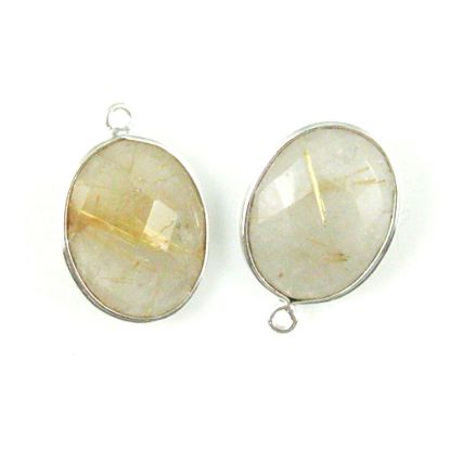 Wholesale Sterling Silver Oval Bezel Gold Rutilated Quartz Gemstone Pendant, Wholesale Gemstone Pendants for Jewelry Making