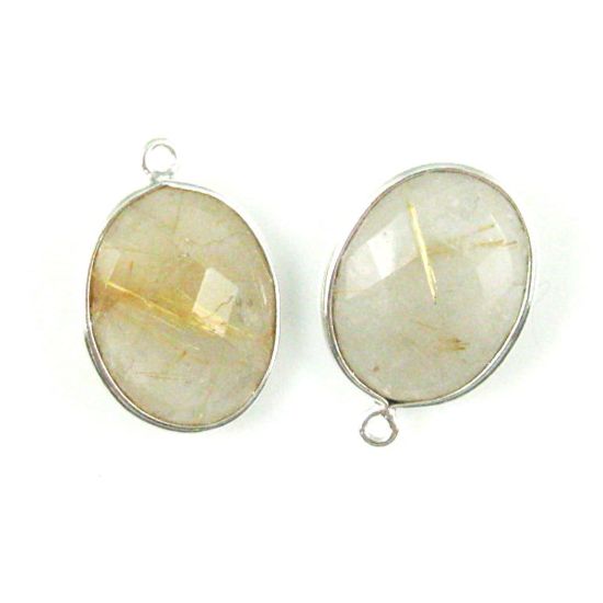 Wholesale Sterling Silver Oval Bezel Gold Rutilated Quartz Gemstone Pendant, Wholesale Gemstone Pendants for Jewelry Making