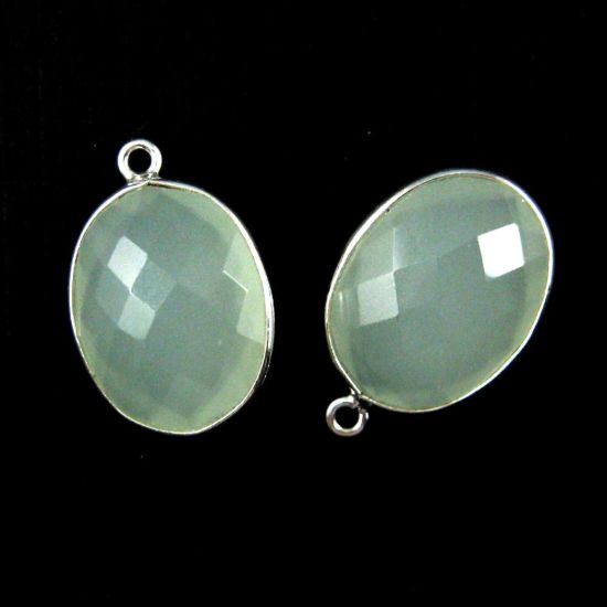 Wholesale Sterling Silver Oval Bezel Aqua Chalcedony Gemstone Pendant, Wholesale Gemstone Pendants for Jewelry Making