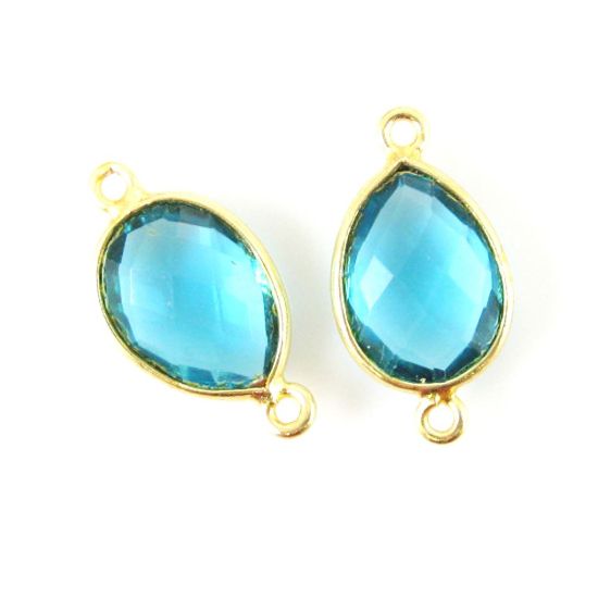 Wholesale Bezel Gemstone Links- 10x14mm Faceted Pear - Blue Topaz Quartz