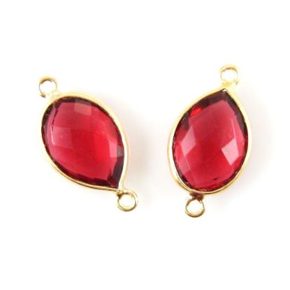 Wholesale Bezel Gemstone Links - 10x14mm Faceted Pear - Rubylite Quartz