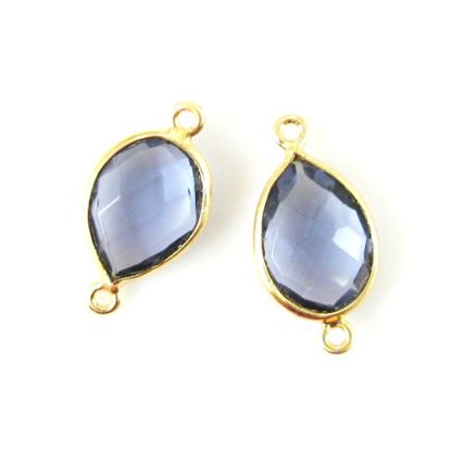 Wholesale Bezel Gemstone Links - 10x14mm Faceted Pear - Iolite Quartz