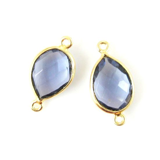Wholesale Bezel Gemstone Links - 10x14mm Faceted Pear - Iolite Quartz