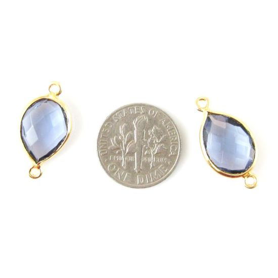 Wholesale Bezel Gemstone Links - 10x14mm Faceted Pear - Iolite Quartz