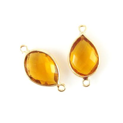 Wholesale Bezel Gem Connector - 10x14mm Faceted Pear - Citrine Quartz