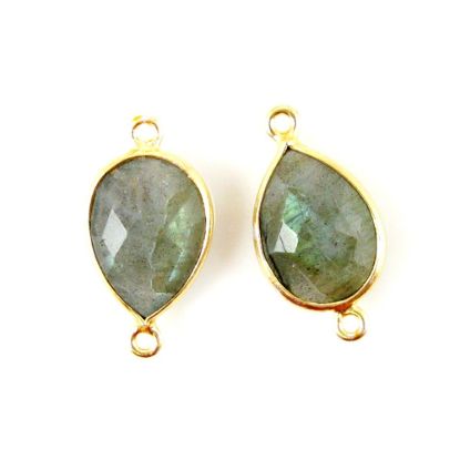 Wholesale Bezel Gemstone Links - 10x14mm Faceted Pear - Labradorite