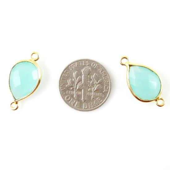 Wholesale Bezel Gemstone Links- 10x14mm Faceted Pear - Peru Chalcedony
