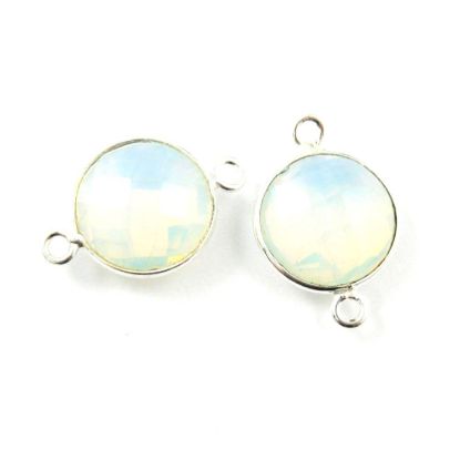 Wholesale Sterling Silver Lemon Quartz Coin Bezel Gemstone Connector Links, Wholesale Gemstone Charms and Pendants for Jewelry Making