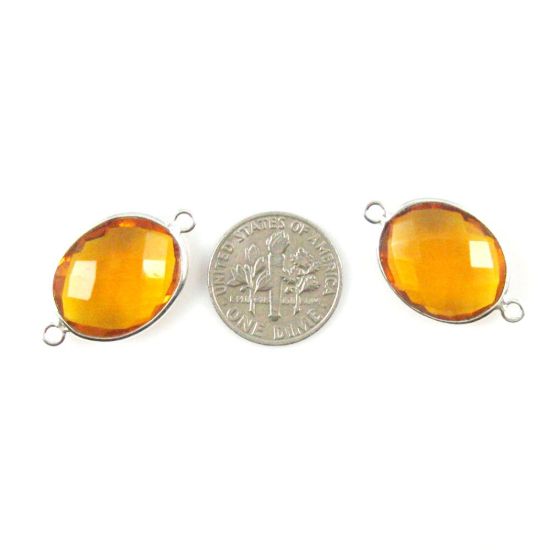 Wholesale Sterling Silver Bezel Gemstone Link - Faceted Oval Shape - Citrine Quartz - November Birthstone