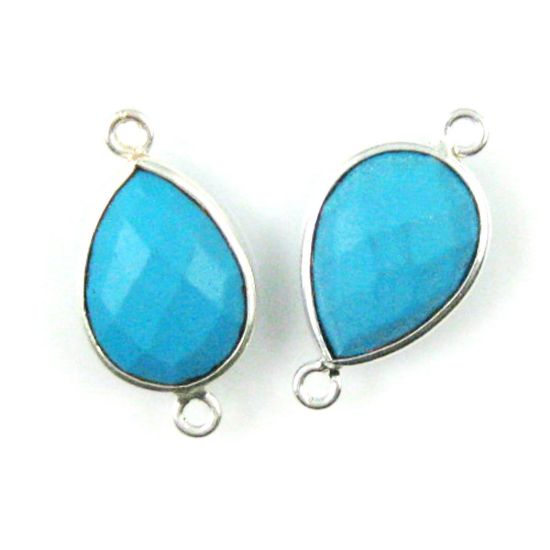 Wholesale Sterling Silver Bezel Gemstone Links - Faceted Pear Shape - Turquoise