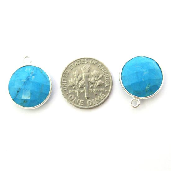 Wholesale Sterling Silver Round Bezel Turquoise Gemstone Pendant, Wholesale Gemstone Pendants for Jewelry Making