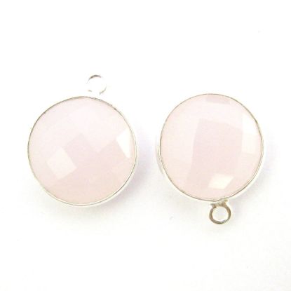 Wholesale Sterling Silver Round Bezel Pink Chalcedony Gemstone Pendant, Wholesale Gemstone Pendants for Jewelry Making