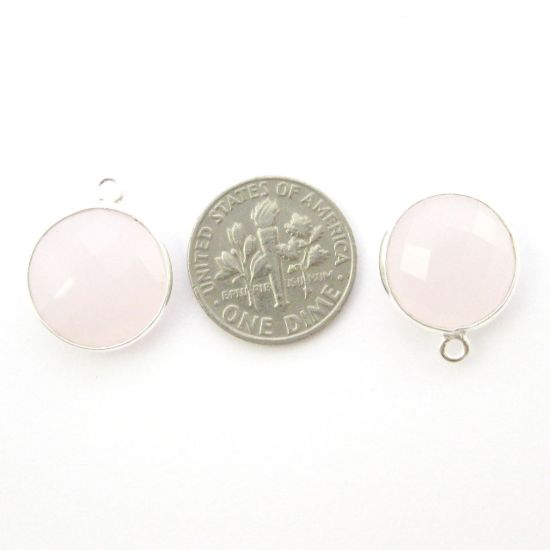 Wholesale Sterling Silver Round Bezel Pink Chalcedony Gemstone Pendant, Wholesale Gemstone Pendants for Jewelry Making