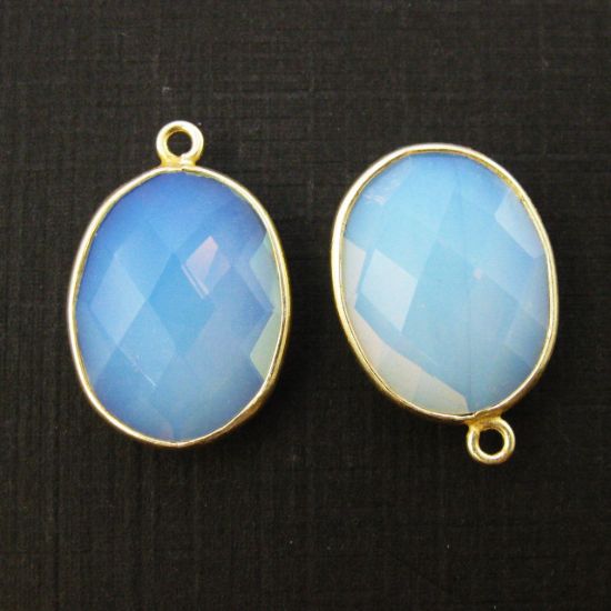 Wholesale Gold plated Sterling Silver Oval Bezel Opalite Quartz Gemstone Pendant, Wholesale Gemstone Pendants for Jewelry Making