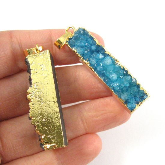  Wholesale Druzy Gemstone Green Agate Bar Gold Pendant  Wholesale Pendants for Jewelry Making