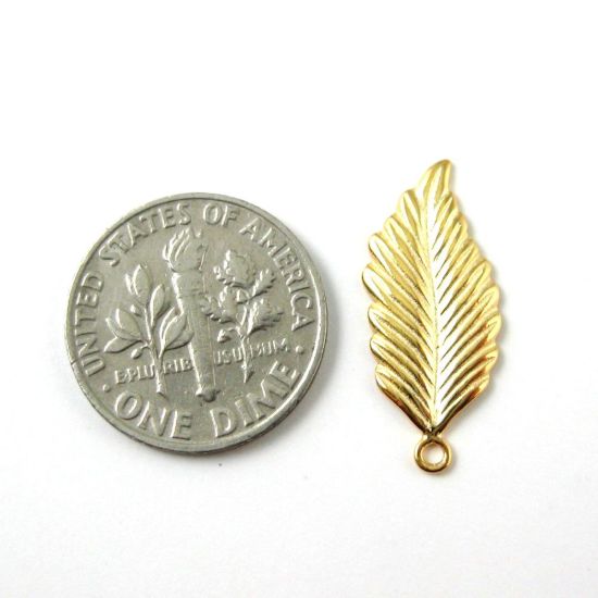 Wholesale Gold plated Sterling Silver Feather Charm, Charms and Pendants for Jewelry Making, Wholesale Findings