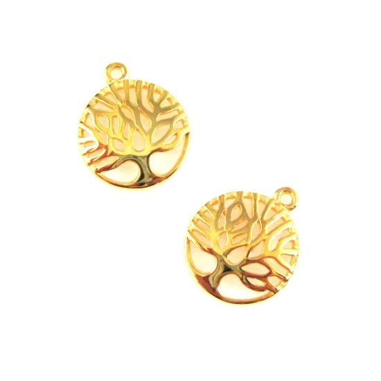 Wholesale Gold Over 925 Sterling Silver Tree of Life Charm Pendant - 12mm (1 pc)
