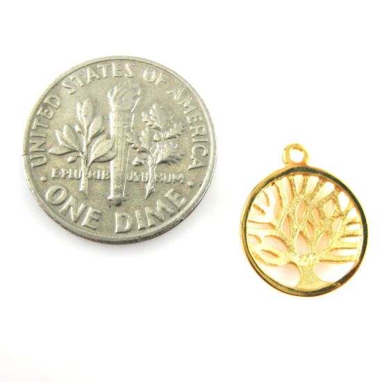 Wholesale Gold Over 925 Sterling Silver Tree of Life Charm Pendant - 12mm (1 pc)