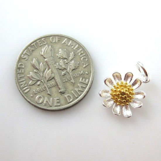Wholesale Sterling Silver Two-tone Sunflower Charm, Charms and Pendants for Jewelry Making, Wholesale Findings