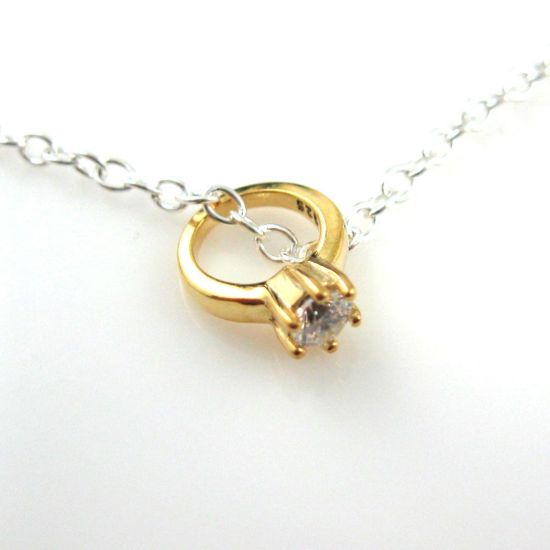 Wholesale Gold plated Sterling Silver Promise Ring Charm with CZ Cubic Zirconia Stone, Charms and Pendants for Jewelry Making, Wholesale Findings