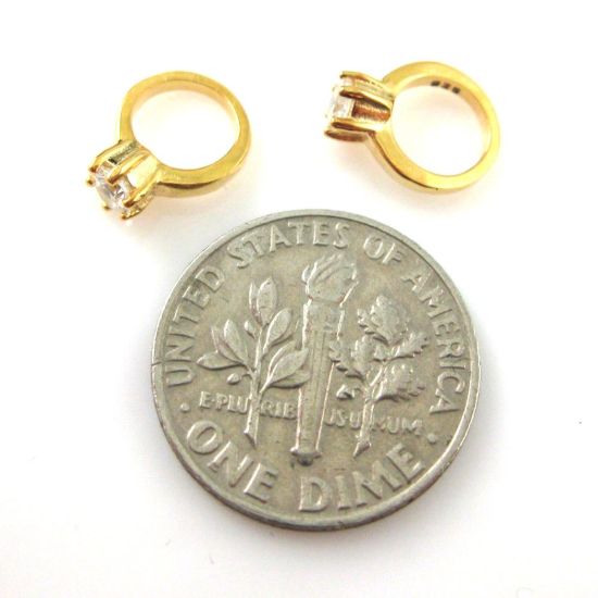 Wholesale Gold plated Sterling Silver Promise Ring Charm with CZ Cubic Zirconia Stone, Charms and Pendants for Jewelry Making, Wholesale Findings