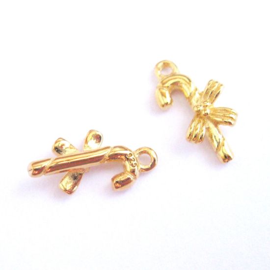 Wholesale Gold plated Sterling Silver Candy Cane Charm, Charms and Pendants for Jewelry Making, Wholesale Findings