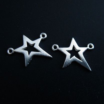 Wholesale Sterling Silver Tiny Star Connector Pendant - Silver Star Charm - 12mm (1 pc)
