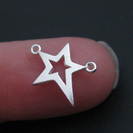 Wholesale Sterling Silver Tiny Star Connector Pendant - Silver Star Charm - 12mm (1 pc)