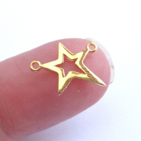 Wholesale Gold plated Sterling Silver Tiny Flat Star Connector, Charms and Pendants for Jewelry Making, Wholesale Findings