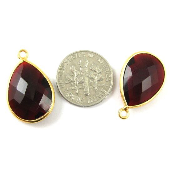 Wholesale Gold plated Sterling Silver Teardrop Bezel Garnet QuartzGemstone Pendant, Wholesale Gemstone Pendants for Jewelry Making