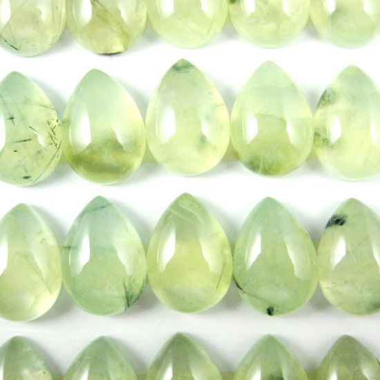 Wholesale Cabochon Prehnite Pear, 13x18mm, Grade A