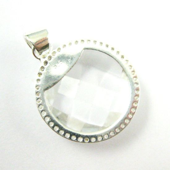 Wholesale Sterling Silver Crystal Quartz Bezel Gemstone Round Pave Pendant, Wholesale Gemstone Pendants for Jewelry Making