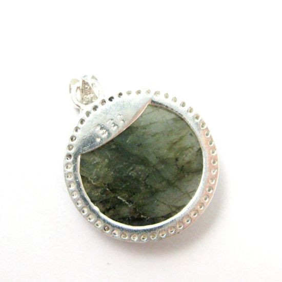Wholesale Sterling Silver Labradorite Bezel Gemstone Round Pave Pendant, Wholesale Gemstone Pendants for Jewelry Making