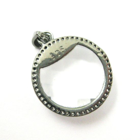 Wholesale Oxidized Sterling Silver Crystal Quartz Bezel Gemstone Round Pave Pendant, Wholesale Gemstone Pendants for Jewelry Making