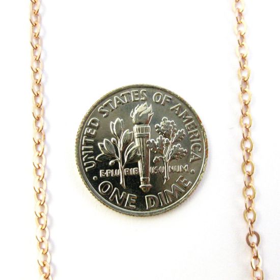 Wholesale Chain, Rose Gold plated Sterling Silver Flat Cable Oval Chain 2.3mm Bulk Chain by the foot