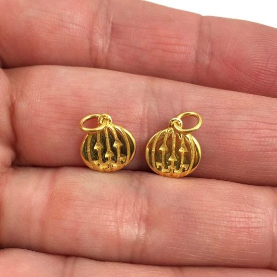 Wholesale Sterling Silver Round Pumpkin Disc Charm, Charms and Pendants for Jewelry Making, Wholesale Findings