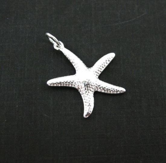 Wholesale 925 Sterling Silver Textured Starfish Charm - 25mm (1 pc)