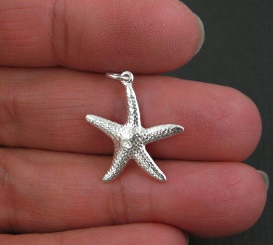 Wholesale 925 Sterling Silver Textured Starfish Charm - 25mm (1 pc)